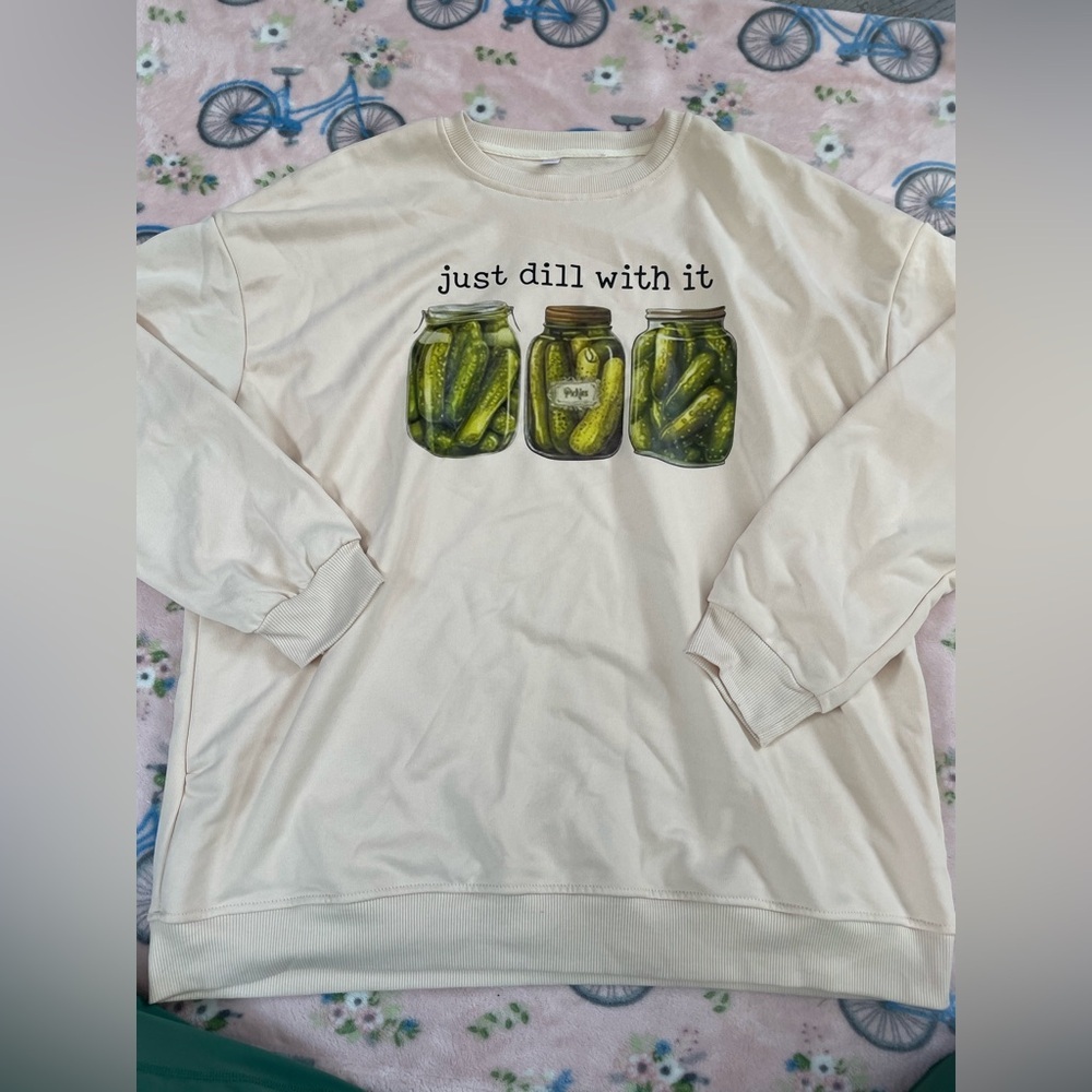 EUC Pickle Jar “Just Dill With It” Crewneck Sweatshirt - Picture 2 of 4